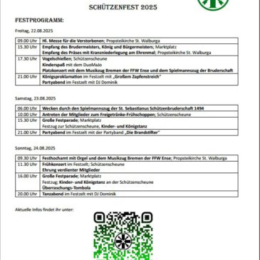 Wichtige Termine rund ums Schützenfest 2025