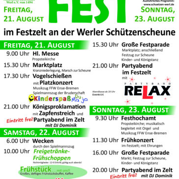 Schützenfest Werl 2026 – Wir freuen uns auf euch!