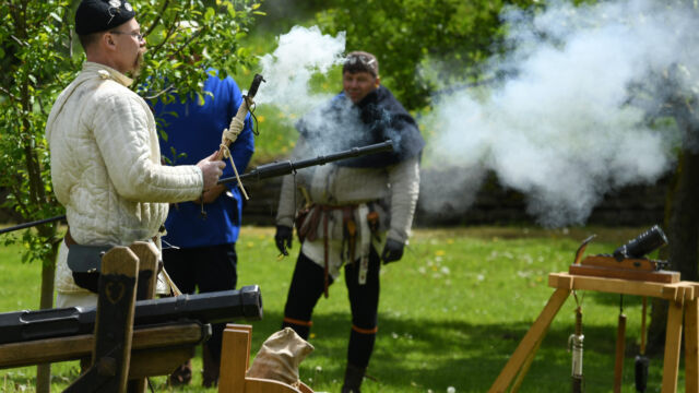 Zeitreise 2019. 525-jähriges Jubiläum der St. Sebastianus Schützenbruderschaft Werl am 04.05.2019. an der Schlossruine. Foto: Thomas Nitsche