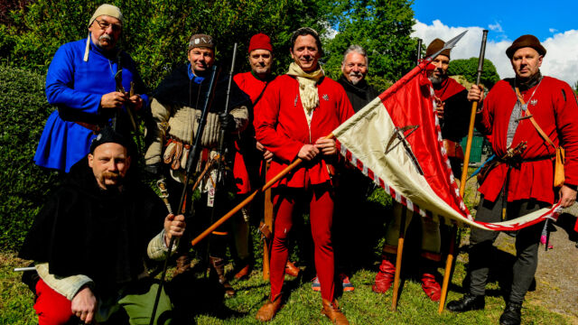 Zeitreise 2019. 525-jähriges Jubiläum der St. Sebastianus Schützenbruderschaft Werl am 04.05.2019. an der Schlossruine. Foto: Thomas Nitsche